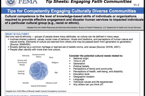 Tips Sheets On Engaging Faith Communities In Disasters | Center For ...