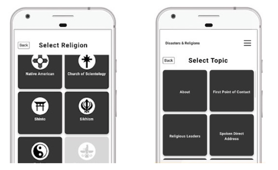 religion and topic view of app