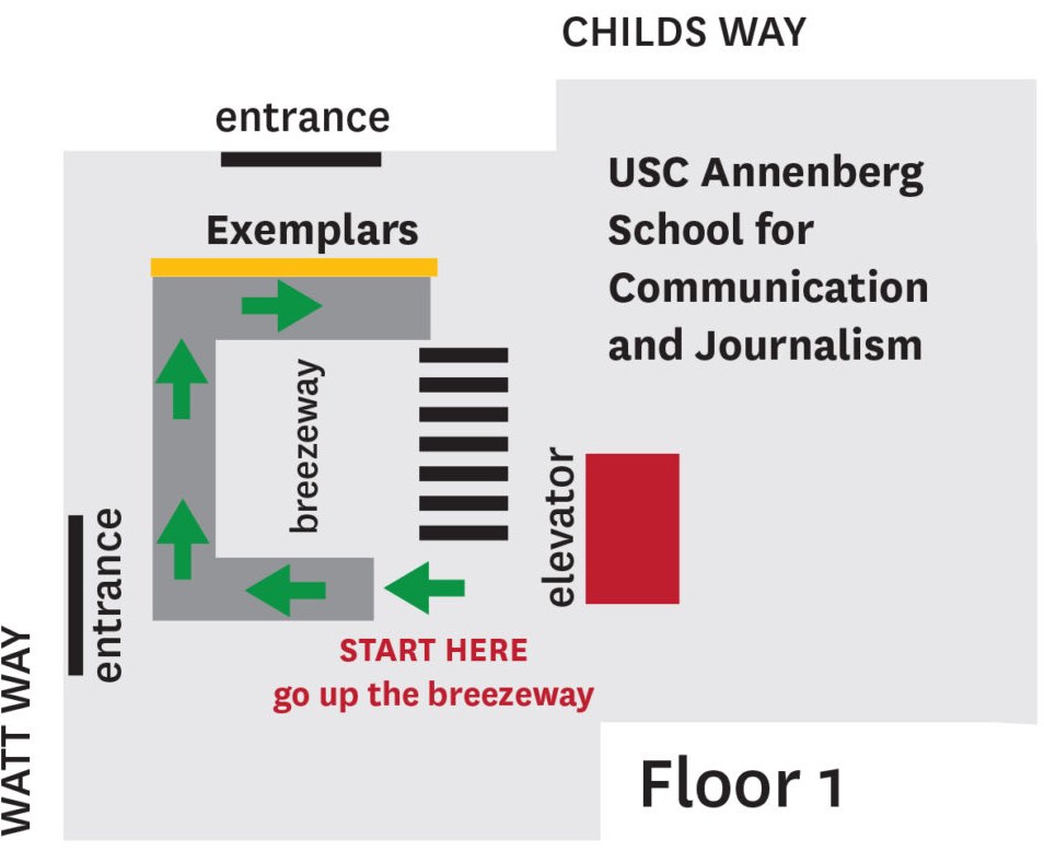 Map of Exhibit in Wallis Annenberg Hall, floor 1